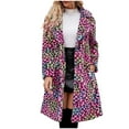 thumbnail image 1 of Ecqkame Fleece Jacket Women Warm Faux Furry Long Coat Winter Turndown Collar Leopard Print Outerwear Jacket Hot Pink S on Clearance, 1 of 9