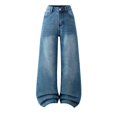 thumbnail image 1 of Ecqkame Girls Baggy Jeans Casual Loose Fit Elastic High Waist Streetwear Denim Pants with Pockets for Kids Daily Wear Blue 13-14 Years, 1 of 6
