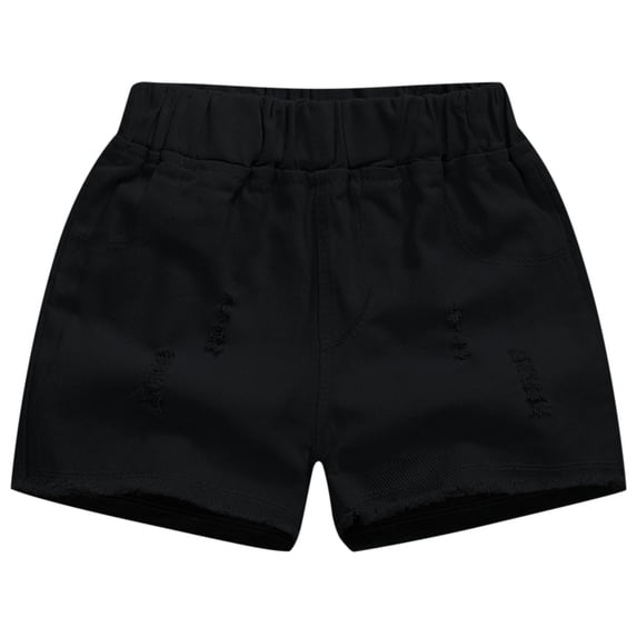 Ecqkame Girls Baggy Jeans Shorts Casual Loose Fit Elastic Waist Everyday Versatile Denim Shorts with Pockets for Kids Daily Wear Black 12 Years
