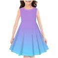 thumbnail image 1 of Ecqkame Girls Casual Dresses Child Fashion Summer Sleeveless Crew Neck Gradient Color Cute A-Line Dress D-Light Blue 130, 1 of 3