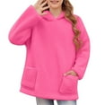 thumbnail image 1 of Ecqkame Girls Double Sided Velvet Hoodies Winter Thickened Warm Hooded Long Sleeved Fleece Sweatshirts with Pockets 4-15 Years Hot Pink 13 Year, 1 of 9