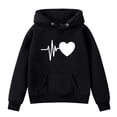 thumbnail image 1 of Ecqkame Girls Loose Hoodies Lightweight Long Sleeve Hooded Sweatshirts Cute Print Casual Comfortable Daily Pullover Tops 1-14 Years Black 5 Year, 1 of 4