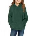 thumbnail image 1 of Ecqkame Girls Sherpa Fleece Hoodies Warm Long Sleeve Pullover Hooded Tops Fall Winter Soft Sweatshirt for 5-14 Years Army Green 7 Year, 1 of 8