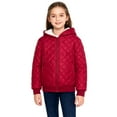 thumbnail image 1 of Ecqkame Girls Velvet Lined Hoodies Winter Thickened Warm Full Zip Hooded Jacket Long Sleeved Fleece Sweatshirts with Pockets 3-12 Years Red 3 Year, 1 of 7