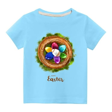 Ecqkame Gothic Clothes for Children Casual Crew Neck Short Sleeve Summer T-Shirt Base Tee for Boy Girl A-Blue 3 Years on Clearance