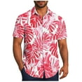 thumbnail image 1 of Ecqkame Hawaiian Shirts for Men Casual Short Sleeve Button Down Tops Summer Beach Holiday Party Tropical Print Shirt Pink XXXL, 1 of 6