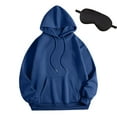 thumbnail image 1 of Ecqkame Hoodies For Women Lightweight Long Sleeve Hooded Casual Pullover Tops Solid Color Drop Shoulder Sweatshirts Blue XXL, 1 of 3