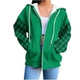 thumbnail image 1 of Ecqkame Hoodies For Women Lightweight Oversized Long Sleeve Hooded Casual Zip Uptops Solid Color Drop Shoulder Fashion Sweatshirts Green XXL, 1 of 6