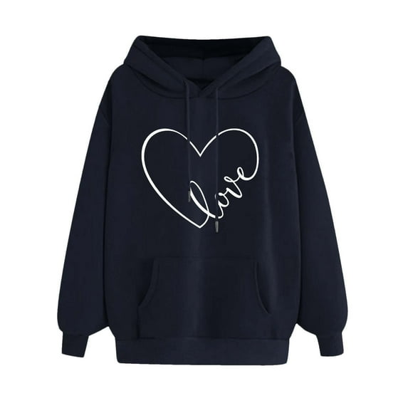 Ecqkame Hoodies for Women Loose Casual Long Sleeve Printed Comfortable Pullover Oversized Hoodies Black XXXL
