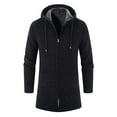 thumbnail image 1 of Ecqkame Jackets for MenMen's solid color hooded jacket windbreaker mid-length hooded jacket Casual Black M, 1 of 8