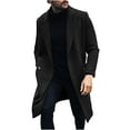 thumbnail image 1 of Ecqkame Jackets for Men Winter Business Woolen Coat Single-Breasted Turndown Collar Mid Length Coat Coat B-Black XXL on Clearance, 1 of 6