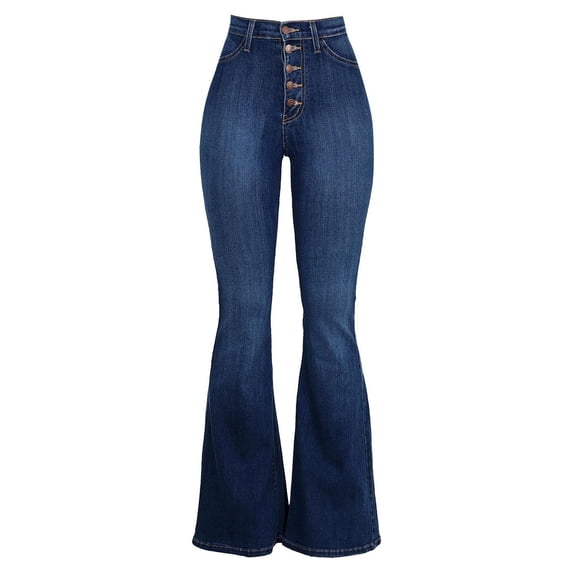 Ecqkame Jeans for WomenWomen High-waist Wide-legged Casual Pants Teenagers Classic Denim Skinny Blue XXXL