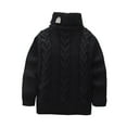 thumbnail image 1 of Ecqkame Kid Girl Boy Cable Knit Cotton Sweater Children Casual Long Sleeved Pullover Sweatshirt Solid Warm Turtle Neck Thickened Sweaters A-Black 6 Years, 1 of 7