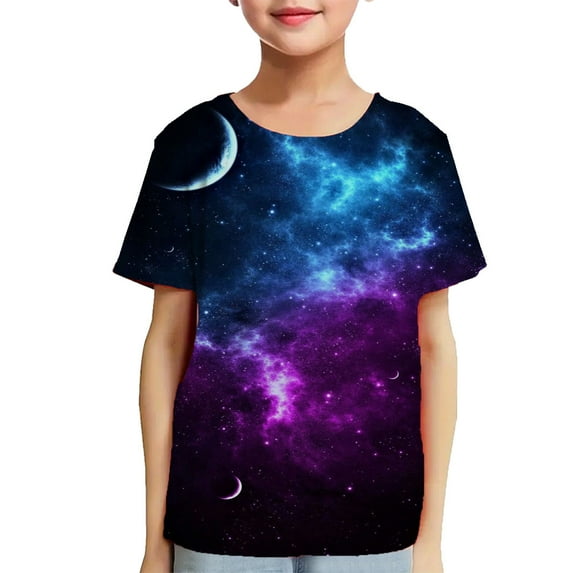 Ecqkame Kids Colorful Short Sleeve T-Shirts Childrens Summer Crew Neck Gorgeous Print Going Out Top for Boy Girl A-Multicolor C 13Y