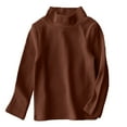 thumbnail image 1 of Ecqkame Kids Fall Turtle Neck Cotton Sweatshirt Long Sleeve Pullover Loose Warm Breathable Shirt Boys Girls Basic Tee A-Brown 4-5 Years, 1 of 5