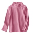 thumbnail image 1 of Ecqkame Kids Fall Turtle Neck Cotton Sweatshirt Long Sleeve Pullover Loose Warm Breathable Shirt Boys Girls Basic Tee A-Hot Pink 3-4 Years, 1 of 5