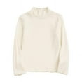thumbnail image 1 of Ecqkame Kids Fall Turtle Neck Cotton Sweatshirt Long Sleeve Pullover Loose Warm Breathable Shirt Boys Girls Basic Tee B-Beige 6-18 Months on Clearance, 1 of 4