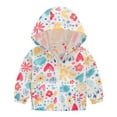 thumbnail image 1 of Ecqkame Kids Jacket Toddler Kids Baby Boys Girls Fashion Cute Flowers Car Pattern Windproof Jacket Hooded Coat White 6-7Years, 1 of 4