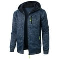 thumbnail image 1 of Ecqkame Knit Zip Up Sweater Men Hooded Cardigan Full Zip Long Sleeve Casual Jacket Solid Color Men Workout Outfits A-Navy M on Clearance, 1 of 4