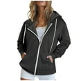thumbnail image 1 of Ecqkame Lightweight Zip Up Hoodies for Women Fashion Women's Zipper V-Neck Pullover Tops Long Sleeve Hooded Blouse Sweatshirt Dark Gray XXL, 1 of 6