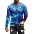 thumbnail image 1 of Ecqkame Long Sleeve T Shirts for Men Round Neck Pullover Printed T-Shirt Blouse Tops B-Blue B L, 1 of 5