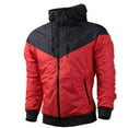 thumbnail image 1 of Ecqkame Man Casual Windproof Jacket Zip Up Lightweight Rain Jackets Stand Collar Hiking Sport Windbreaker Coat B-Red XXL on Clearance, 1 of 4