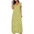 thumbnail image 1 of Ecqkame Maxi Dresses for Women 2025 Plus Size Loose Solid Color Dress Sexy Round Neck Short Sleeved Dress Yellow L, 1 of 5