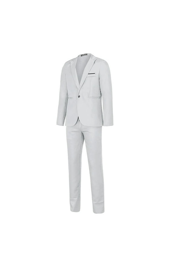 Men Blazers 2 Pieces Sets Formal Suits Men's Fashion Suit Jacket + Suit Pants Two-piece Suit White M