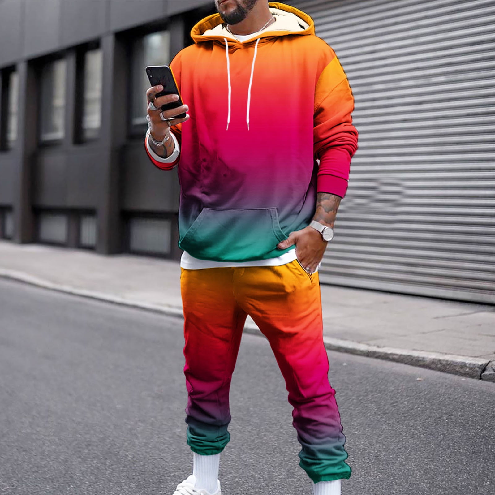 Mens 3D Printed Gradient Mens Crewneck Sweatshirt And Pants Set Casual  Fashion Street Sports Tracksuit From Bdaltogether21, $23.07 | DHgate.Com
