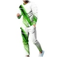 thumbnail image 1 of Ecqkame Men's 2 Piece Outfit Casual Crew Neck Long Sleeve Sweatshirts and Sweat Pants Jogging Printing Sets E-Green XXXXXL, 1 of 7