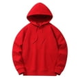 thumbnail image 1 of Ecqkame Men's Athletic Solid Color Hoodies Casual Fashion Long Sleeve Sports Sweatshirt Pullover Drawstring Outdoor Hoodie with Pockets Red M, 1 of 8