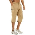 thumbnail image 1 of Ecqkame Men's Capri Long Elastic Solid Color Cargo Shorts Below Knee Shorts Cargo Casual Shorts with Multi-Pockets Khaki M, 1 of 7