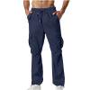 thumbnail image 1 of Ecqkame Men's Cargo Pants Stretchy Drawstring Sport Casual Trousers Solid Color Elastic Waist Work Pant with Pockets Navy XL, 1 of 9