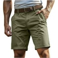 thumbnail image 1 of Ecqkame Men's Cargo Shorts Casual Lightweight Stretch Work Shorts Knee Length Solid Color Outdoors Sports Pants with Multi-Pocket Army Green S, 1 of 5