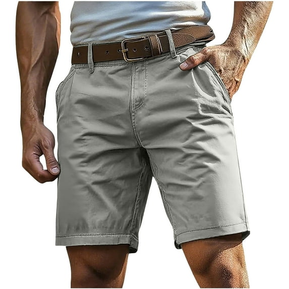 Ecqkame Men's Cargo Shorts Casual Lightweight Stretch Work Shorts Knee Length Solid Color Outdoors Sports Pants with Multi-Pocket Gray XL