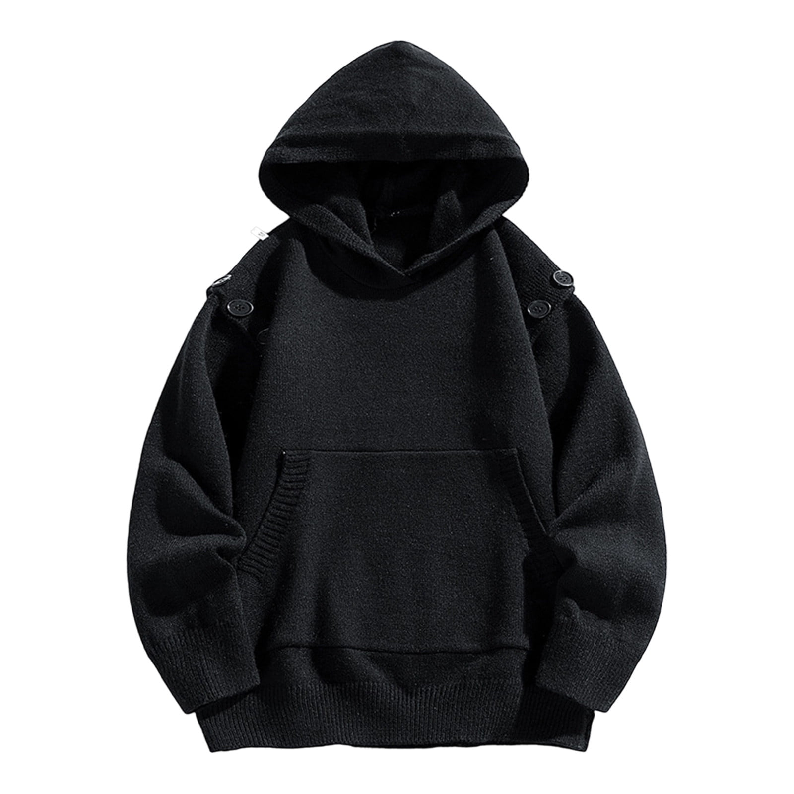 Ecqkame Men's Casual Hoodies Solid Color Vintage Hooded Sweatshirts — free download
