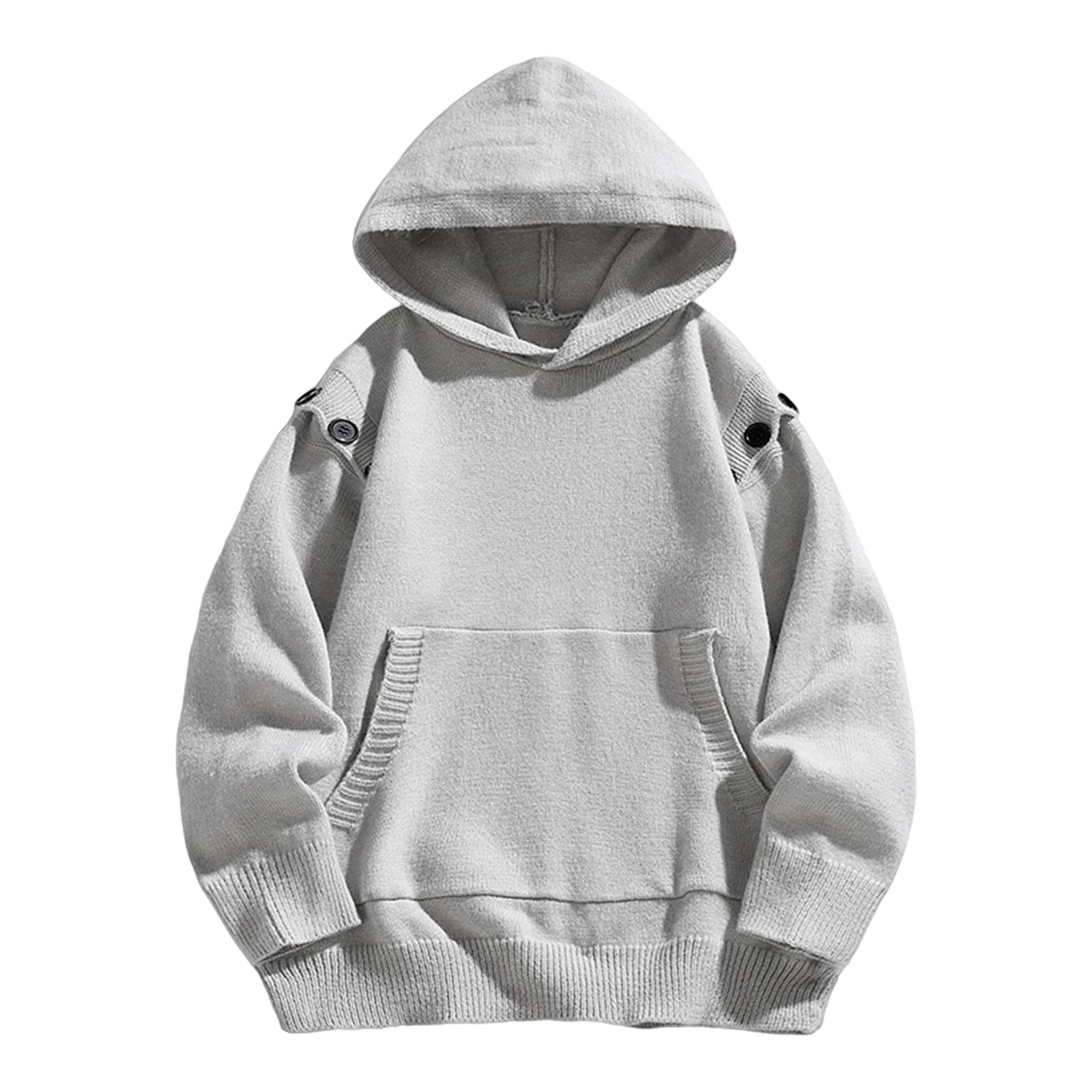 Ecqkame Men's Casual Hoodies Solid Color Vintage Hooded Sweatshirts — free download