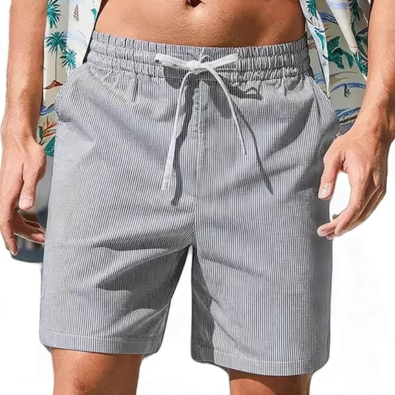 Ecqkame Men's Casual Shorts Elastic Waist Drawstring Lightweight Outdoor Sports Shorts Summer Beach Vacation Shorts with Pockets Black M
