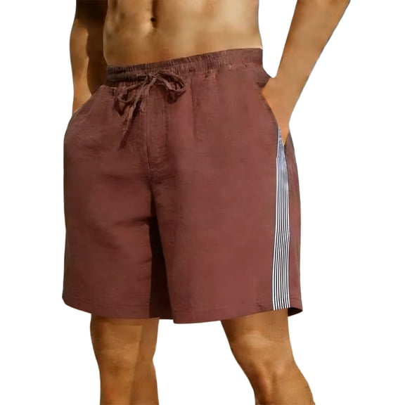 Ecqkame Men's Casual Shorts Elastic Waist Drawstring Lightweight Outdoor Sports Shorts Summer Beach Vacation Shorts with Pockets Watermelon Red S