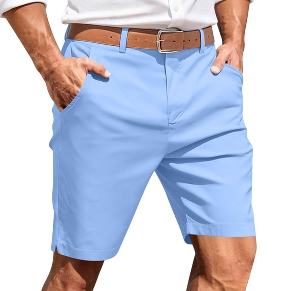Ecqkame Men's Casual Shorts Summer Lightweight Flat Front Shorts Outdoors Beach Golf Button Shorts with Pockets Blue XXXL