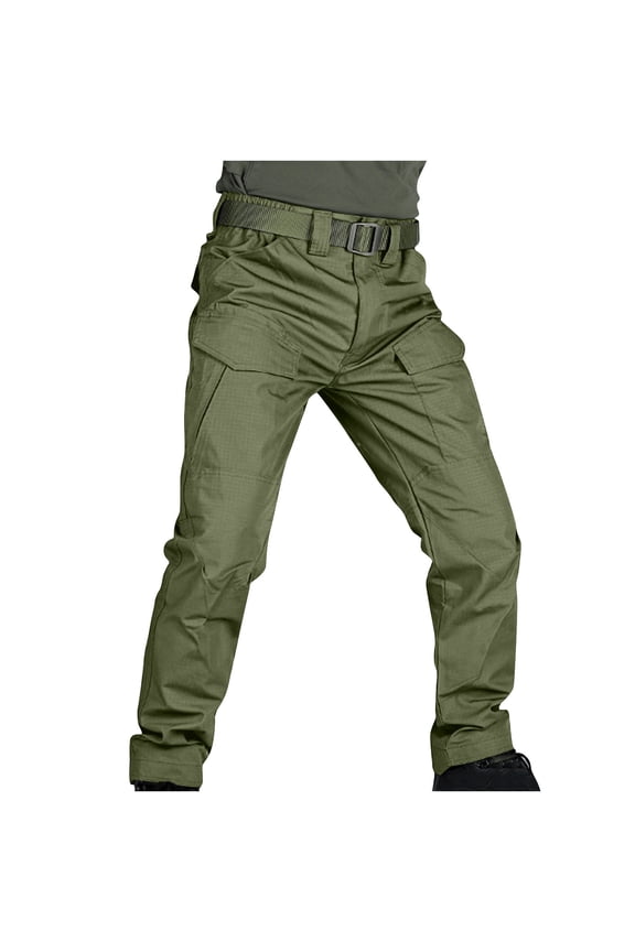 Men's Sports Cargo Pants Outdoor Hiking Pants Military Multi-Pockets Work Trousers B-Army Green L