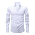 thumbnail image 1 of Ecqkame Men's Dress Shirts Solid Color Long Sleeve Stretch Wrinkle-Free Formal Shirt Business Casual Button Down Shirts White XXXL, 1 of 7