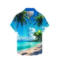 thumbnail image 1 of Ecqkame Men's Hawaiian Tops Short Sleeve Tropical Floral Printed Shirts Button Down Holiday Vacation Beach Shirt Clothings Blue-C XL, 1 of 5