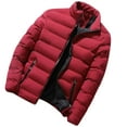 thumbnail image 1 of Ecqkame Men's Down Jacket Men's Winter Cardigan Casual Stand Collar Hoodless Zipper Cotton Padded Jacket Long Sleeved Hoodless Casual Coat Jacket Wine XXXXXL, 1 of 4
