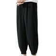 thumbnail image 1 of Ecqkame Men's Jogger Pants Fashion Casual Solid Color Taper Sweatpants Elastic Waist Drawstring Baggy Full Length Pants with Pockets 01-Black XL, 1 of 3