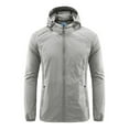 thumbnail image 1 of Ecqkame Men's Lightweight Jackets Casual Stylish Plus Size Summer Sun-Protective Lightweight Coat Long Sleeve Hooded Zip Up Outwear Jackets with Zipper Pocket A-Gray XL, 1 of 3