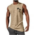 thumbnail image 1 of Ecqkame Men's Lightweight Tank Tops Running Work Out Shirt Pullover Round Neck Sleeveless Tops A-Khaki S on Clearance, 1 of 5
