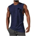 thumbnail image 1 of Ecqkame Men's Lightweight Tank Tops Running Work Out Shirt Pullover Round Neck Sleeveless Tops A-Navy XXXL, 1 of 5