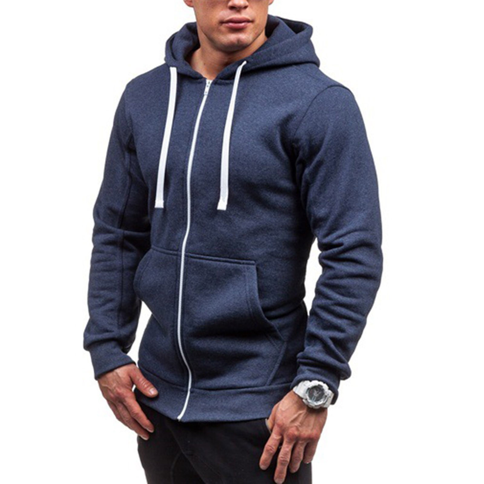 Ecqkame Men's Lightweight Zipper Hoodie Sweatshirt Jacket Clearance Men