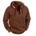 thumbnail image 1 of Ecqkame Men's Long Sleeve Hooded Pullover Sweatshirt Quarter Zip Stand-Up Collar Sports Hoodies Tops Beige XXXL, 1 of 5